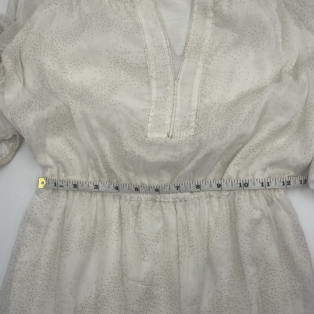 Chelsea&Violet Boho Dress , Ivory/Gold Bead, Lined, Long Sheer Sleeves, Size S - Picture 13 of 16